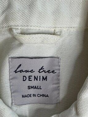 Love Tree Off-White Denim Distressed Jacket